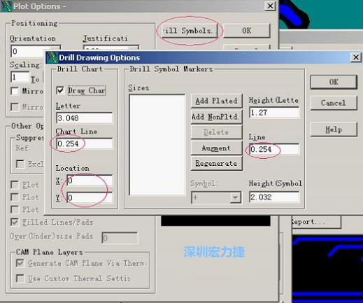 轉孔圖時也需在Customize Document欄點擊Option，在彈出的Plot Options-窗口中選擇Drill Symbols